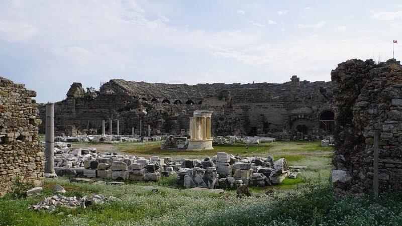 Side is an ancient Greek city on the southern Mediterranean coast of Turkey, a resort town