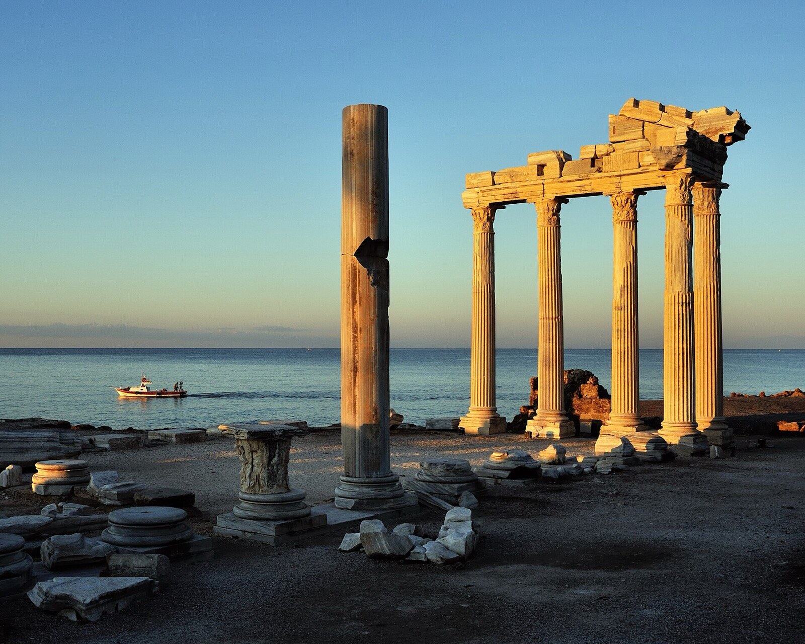 The ruins of the Temple of Apollo at Side, Antalya, Turkey